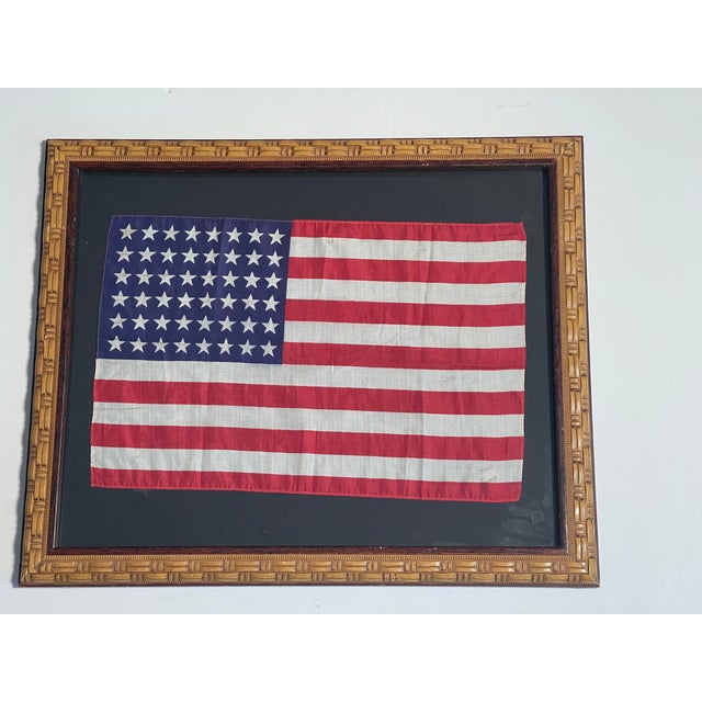 1930s Antique American 48 Stars Flag in Folk Art Style Frame For Sale - Image 5 of 5