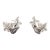 Vintage Signed Boucher Rhodium Plated White Thermoset Leaves Clip Earrings - 2 Pieces For Sale