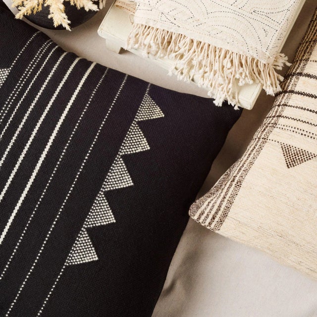 Contemporary Kora Black Large Handwoven Pillow Cover Only For Sale - Image 3 of 6