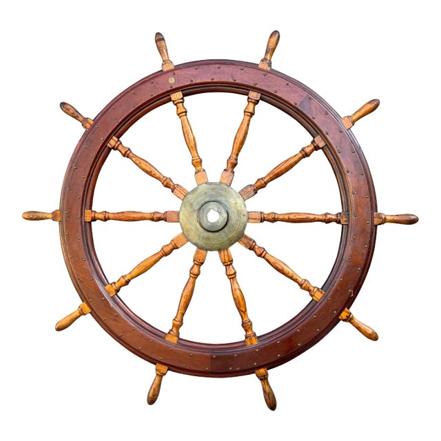 Sixty-Seven Inch Antique Ships Wheel For Sale