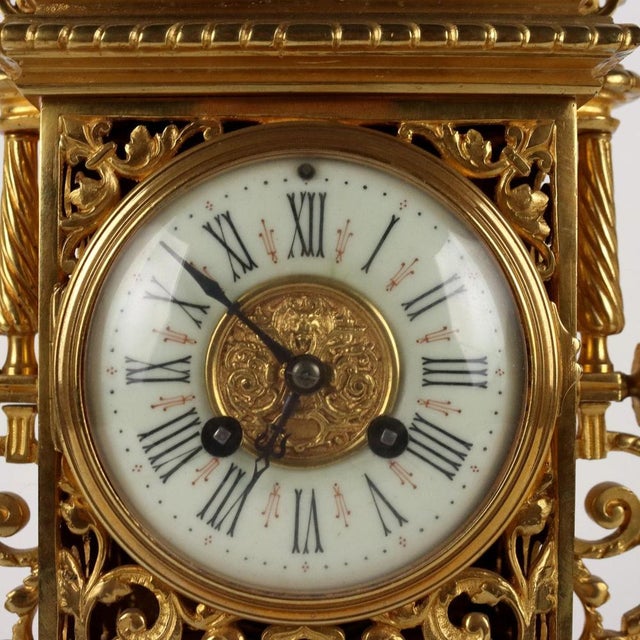 Golden Bronze Triptych Clock, Set of 3 For Sale - Image 5 of 16