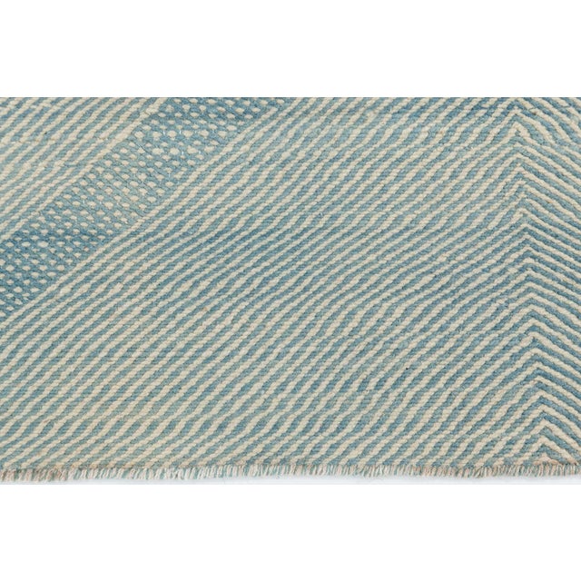 Textile Modern Custom Flat Weave Blue Moroccan Style Runner by Doris Leslie Blau For Sale - Image 7 of 8