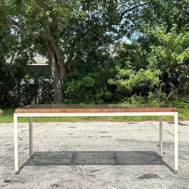 Vintage Coastal Danny Ho Fong for Trop-Cal Rattan Top Dining Table For Sale - Image 9 of 12