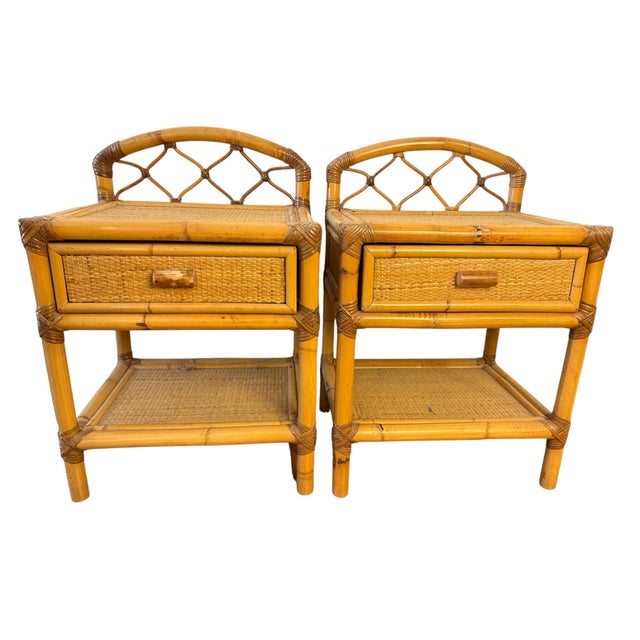 French Rattan Bedside Tables, 1960s, Set of 2 For Sale - Image 10 of 10
