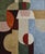 Original contemporary oil painting on linen canvas by French artist Sophie Dumont. Jeu de figures combines geometric...