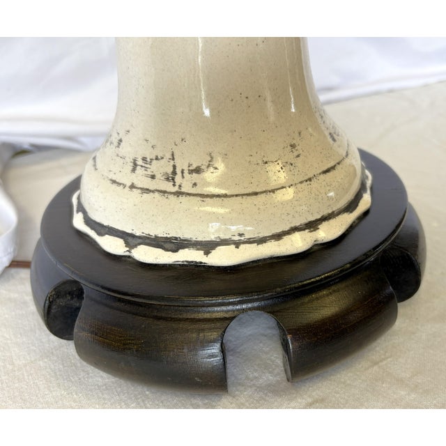 Vintage Chinese Glazed Pottery Gu-Form Lamp Circa 1970's For Sale - Image 11 of 15