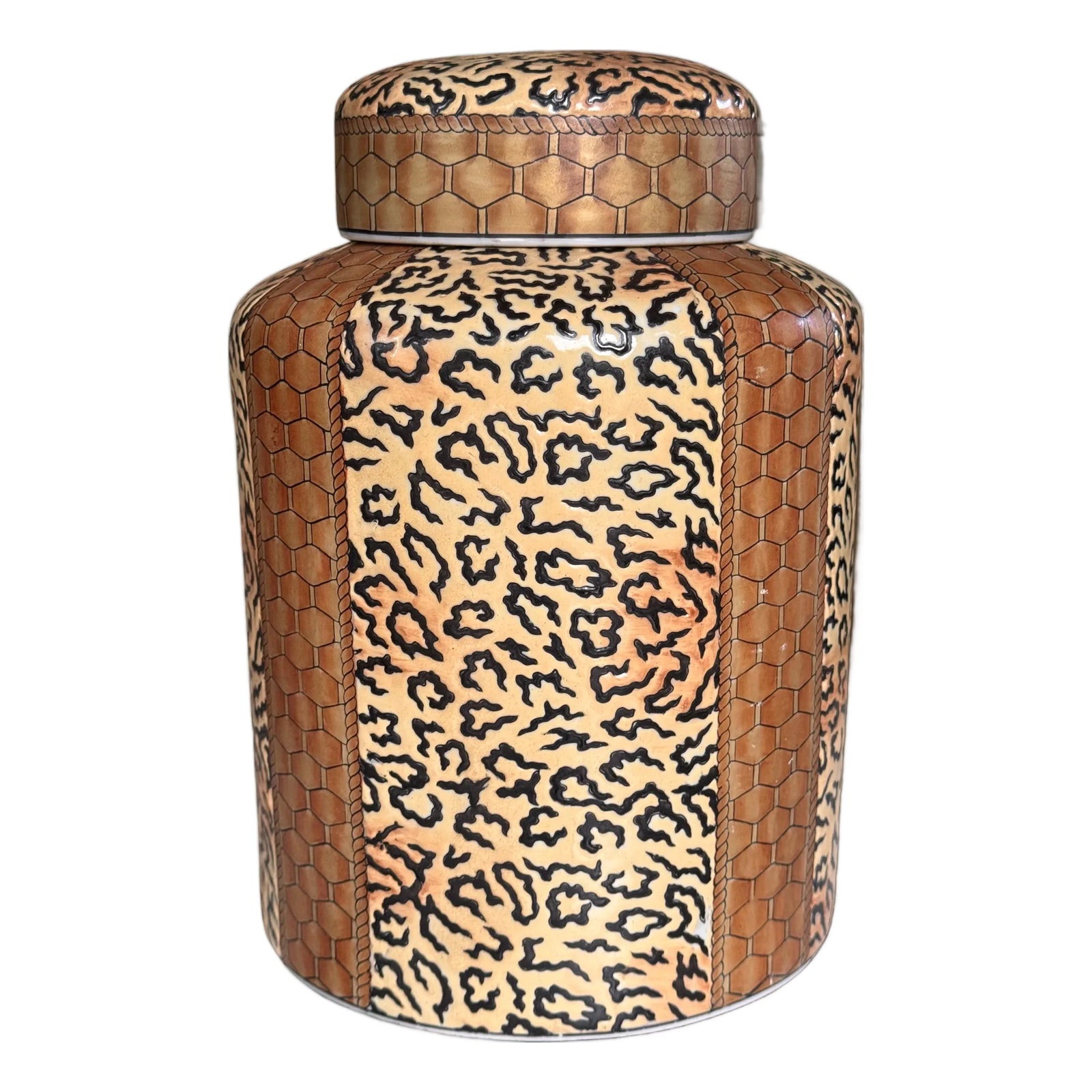 Vintage Leopard Print Ginger Jar | Chairish