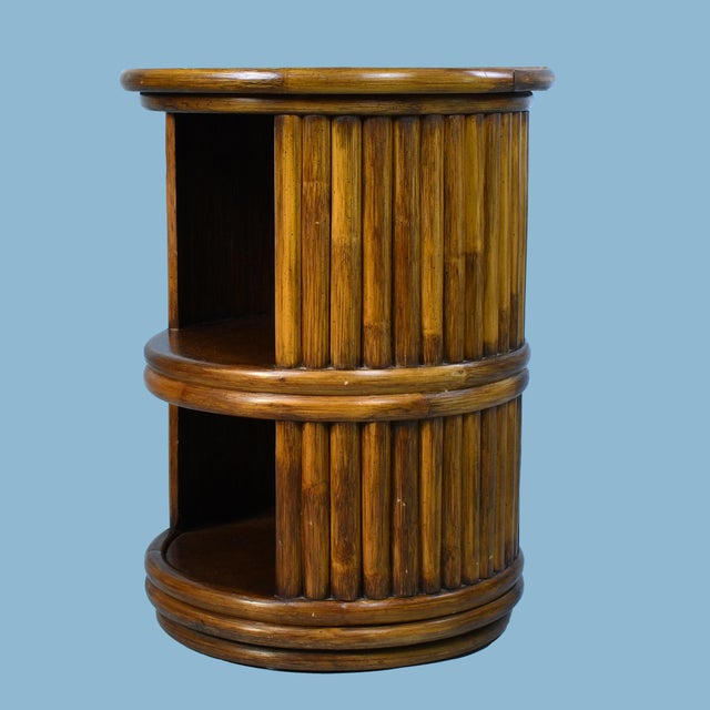 Late 20th Century Bamboo and Rattan Rotating Table by McGuire For Sale - Image 4 of 5