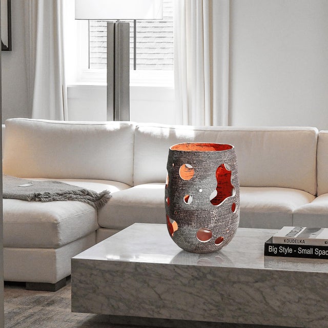 Black Sculptural Stone Candle Lantern by Donatas Zukauskas For Sale - Image 8 of 8