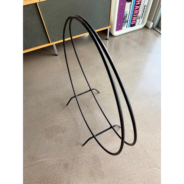 60s Solid Wrought Iron Fireplace Log Holder Hoop Design Umanoff Tepper Style For Sale - Image 10 of 12
