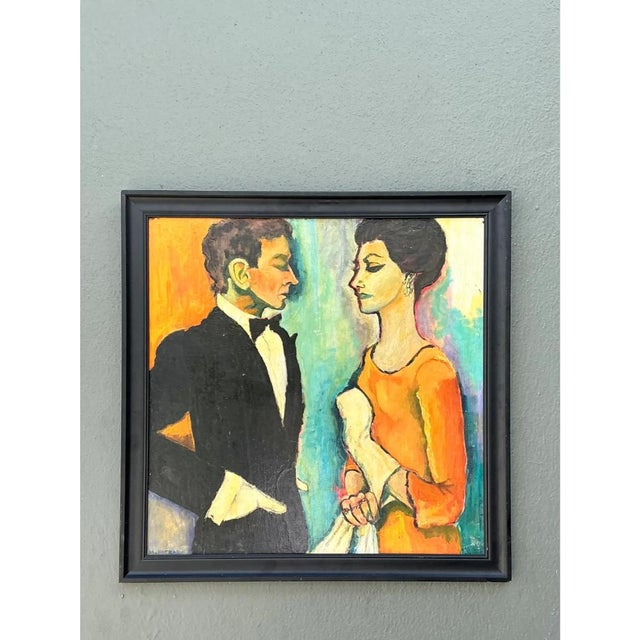 Late 20th Century Vintage Abstract Expressionist Figurative Painting For Sale - Image 5 of 13