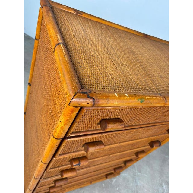 Bamboo and Rattan Chest of Drawers, Italy, 1960s For Sale - Image 9 of 10