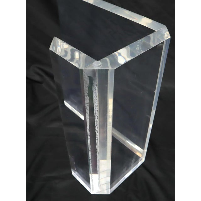 Karl Springer Lucite Base Glass Top Compact Rectangular Coffee Table For Sale - Image 4 of 13