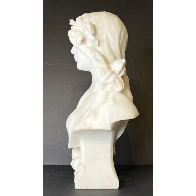 Late 19th Century French Art Nouveau Period Marble Bust of Female Beauty For Sale In New York - Image 6 of 10
