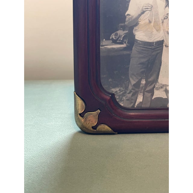 Early 20th Century Vintage Wood & Brass Picture Frame For Sale - Image 5 of 11