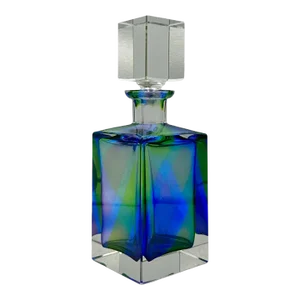 Murano Italian Sommerso 20th Century Blue Green Crystal Decanter With Stopper