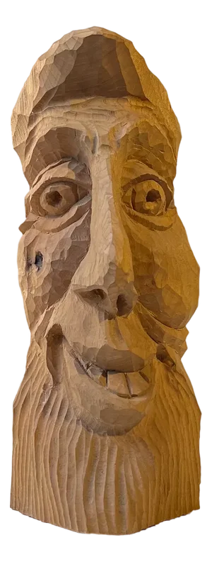 Vintage Hand-Carved Oak Caricature Bust of Julius Caesar, 1970s