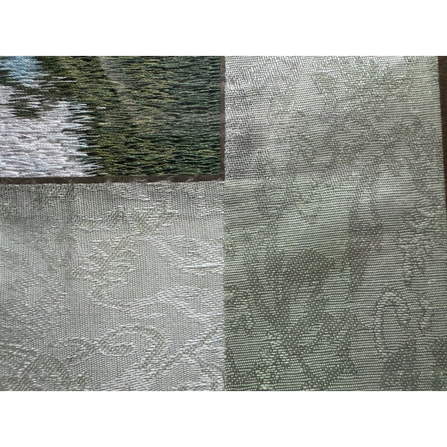 Vintage Vietnamese Silk Hand Embroidery, River Landscape With Water Buffalo & Farmer, Framed For Sale - Image 4 of 8