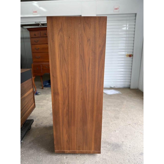 2010s Mobican Mimosa Maple 7 Drawer Tall Dresser W/Black Glass Top Drawer & Smooth Opening/Closing Action For Sale - Image 5 of 11