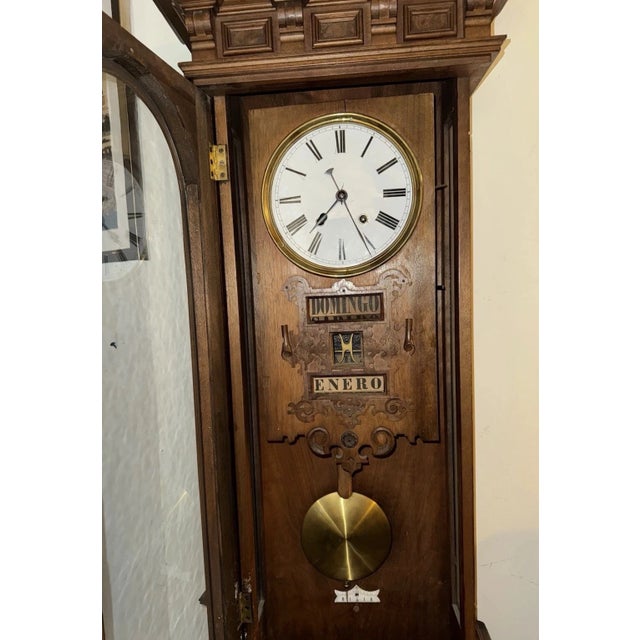 19th Century Spanish Language Calendar Wall Clock For Sale - Image 12 of 12