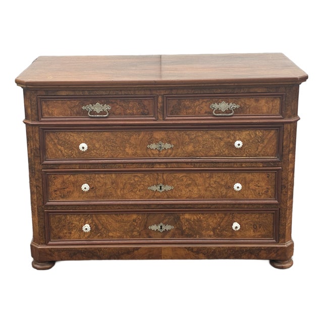 Walnut Chest of Five Drawers For Sale
