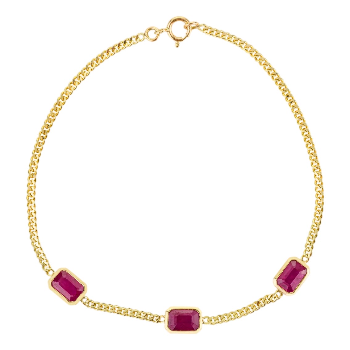 14k Gold Ruby Station Bracelet Minimalist July Birthstone Chain Jewelry ...