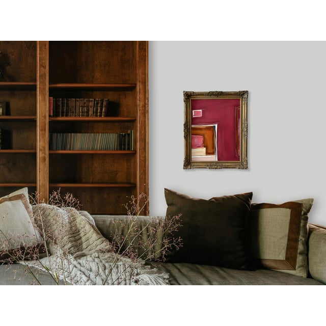 Abstract “Fervor” Red Abstract Art in Antique Frame, Transitional Living Room Art by JTS For Sale - Image 3 of 12