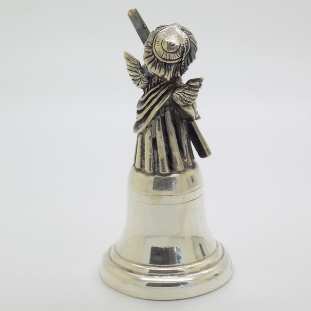 Vintage Italian Handmade Silver Angel with Instrument Bell by Brandimarte, Florence, 1980s For Sale - Image 6 of 13