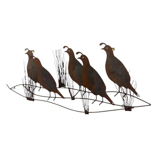 Vintage C. Jeré Signed Metal Quail Covey Wall Sculpture 1980 For Sale - Image 4 of 11