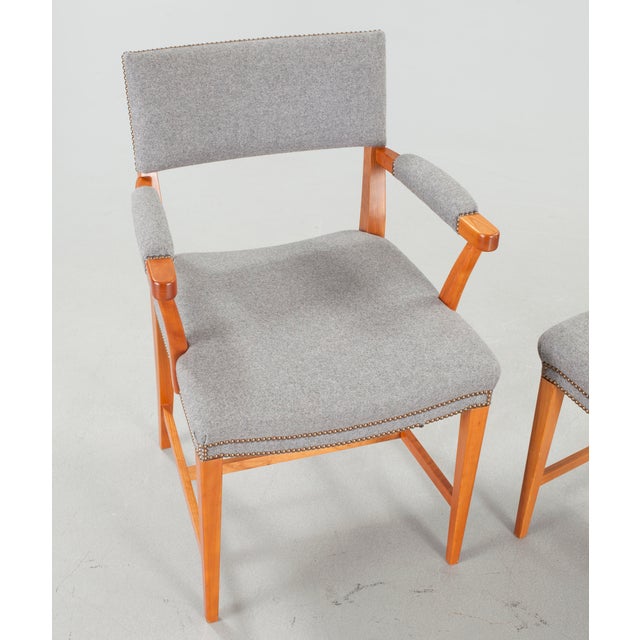 Gray Josef Frank 695 Armchairs Svenskt Tenn Set of Four For Sale - Image 8 of 11