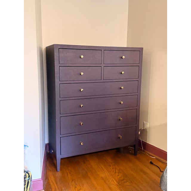 Purple Made Goods Jarin Tallboy in Aubergine Linen For Sale - Image 8 of 10