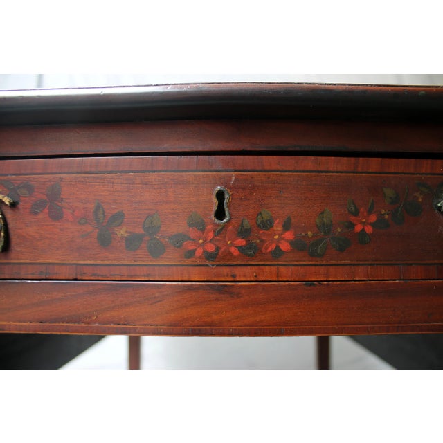 19th C Mahogany Pembroke Table Edwards & Roberts London W/ Decorative Painting For Sale - Image 4 of 12
