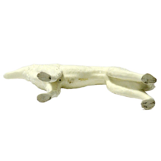 White Mid-Century Large Art Deco White Porcelain Borzoi Figurine For Sale - Image 8 of 9