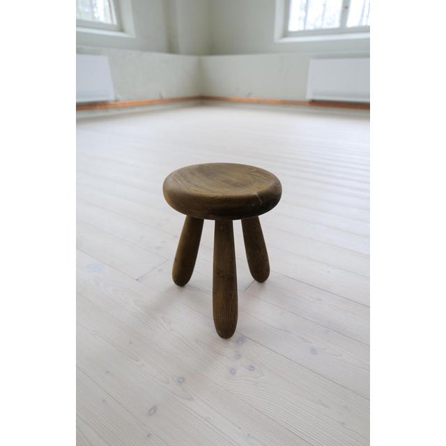 Wood Sculptural Stool in Stained Pine attributed to Ingvar Hildingsson, Sweden, 1970s For Sale - Image 7 of 12