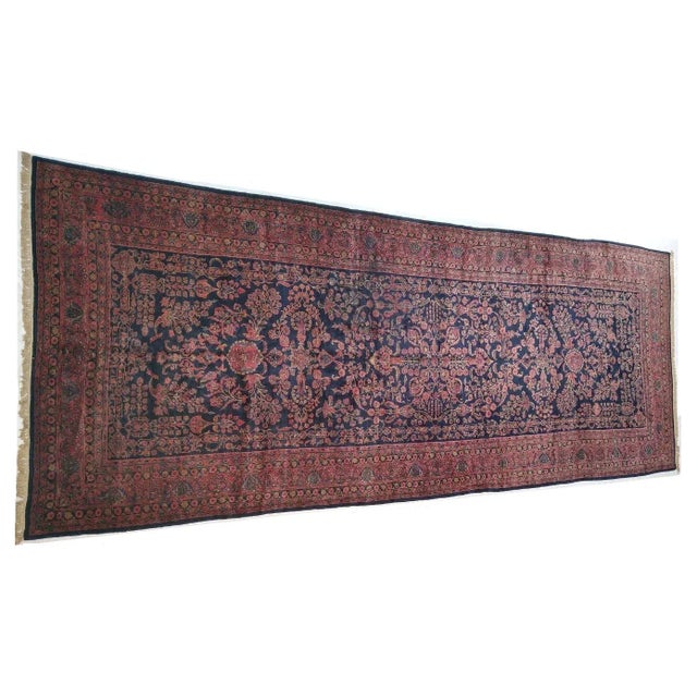 Navy Blue 1920s Antique Sarouk Mohajeran Rug For Sale - Image 8 of 8