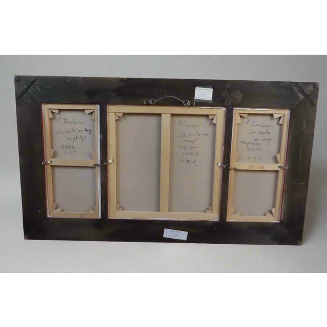 Roman Zaslonov Painting "La Suite en Rouge" Oil on Canvas Triptych With Custom Guilt Wood Frame For Sale - Image 11 of 12