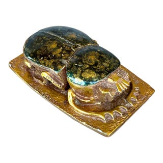 Late 20th Century Vintage Boho Gilt Tipped Scarab Sculpture For Sale