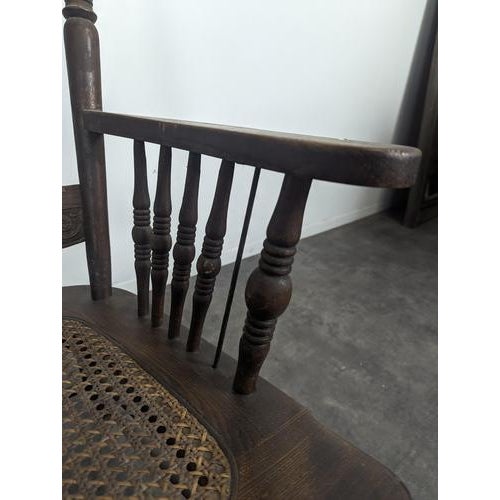 Wood American Armchair with Spindles and Cane Seat For Sale - Image 7 of 12