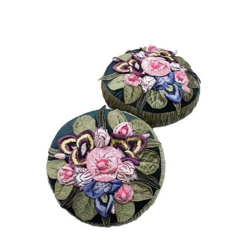 Pair Mackenzie Childs Round Whimsical Pillows For Sale In Philadelphia - Image 6 of 10