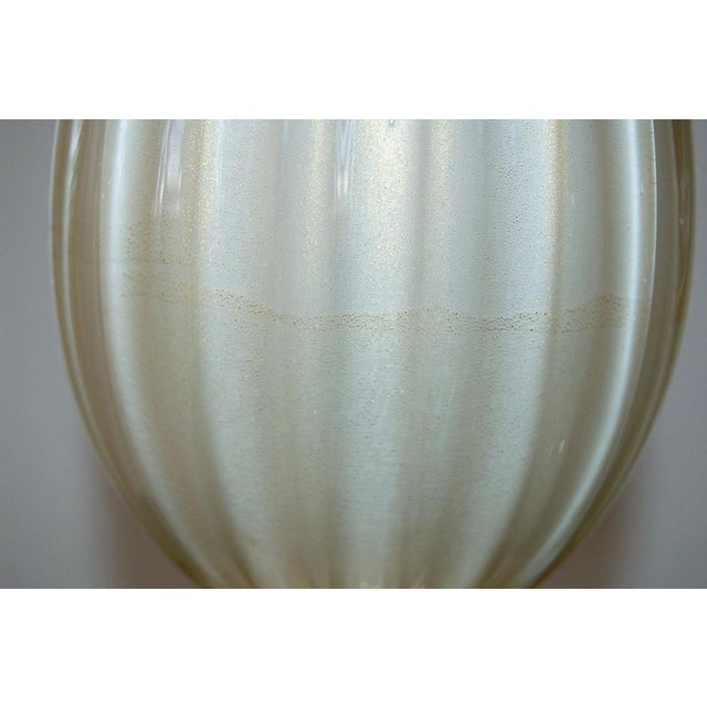 Metal Murano Glass Footed Table Lamps in White and Gold, a Pair For Sale - Image 7 of 12