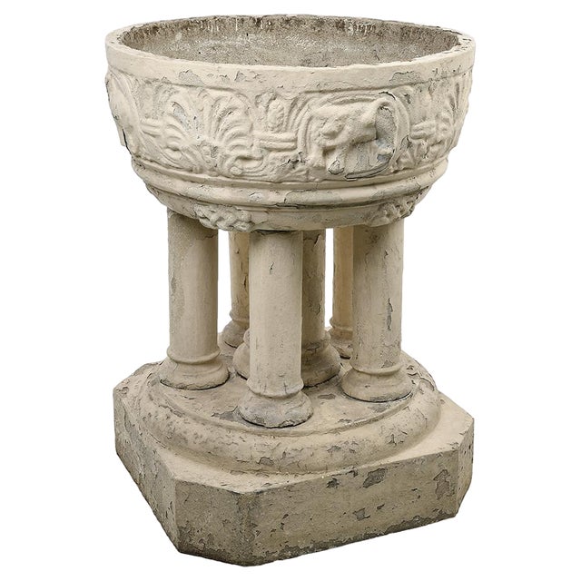 Sculpted Stone Exterior Basin with Colonnade For Sale