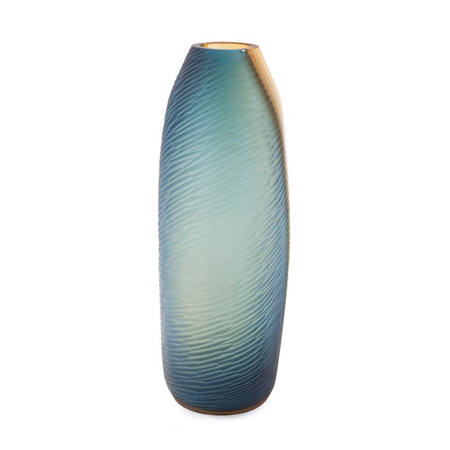 Kenneth Ludwig Chicago Mirina Hand Blown Glass Vase- Large For Sale - Image 4 of 10