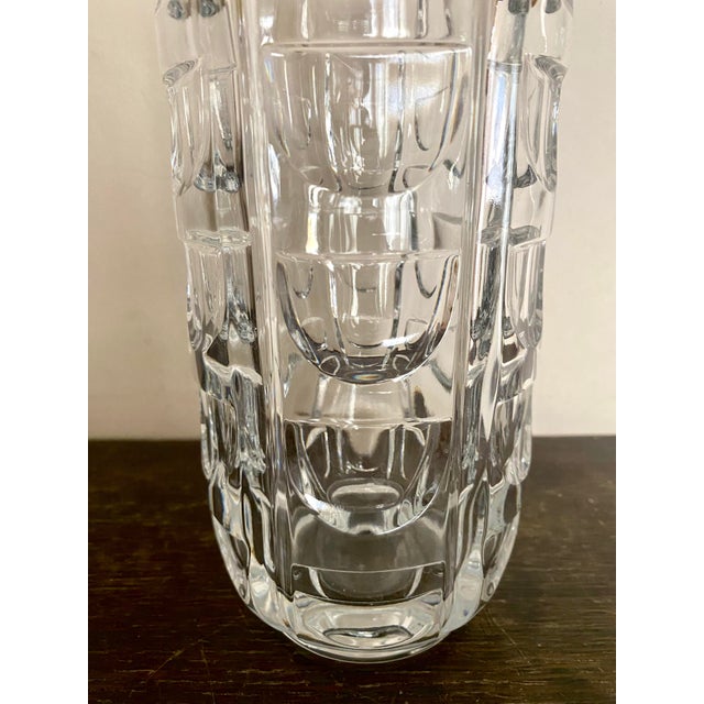 Modernist heavy crystal vase , made in Slovakia using the pattern "Thousand Windows", originally designed by Orrefors in...