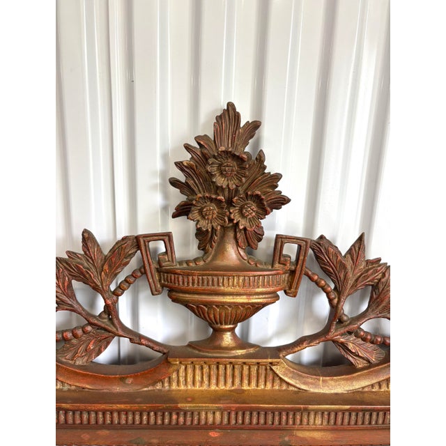French French Louis XVI Floral Urn Wall Guilded Mirror For Sale - Image 3 of 7