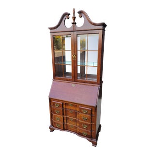 Mid 20th Century Jasper Chippendale Style Secretary Desk With Hutch For Sale