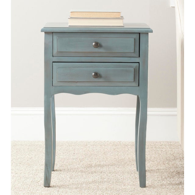 Modern End Table With Storage Drawers in Barn Blue For Sale - Image 3 of 4