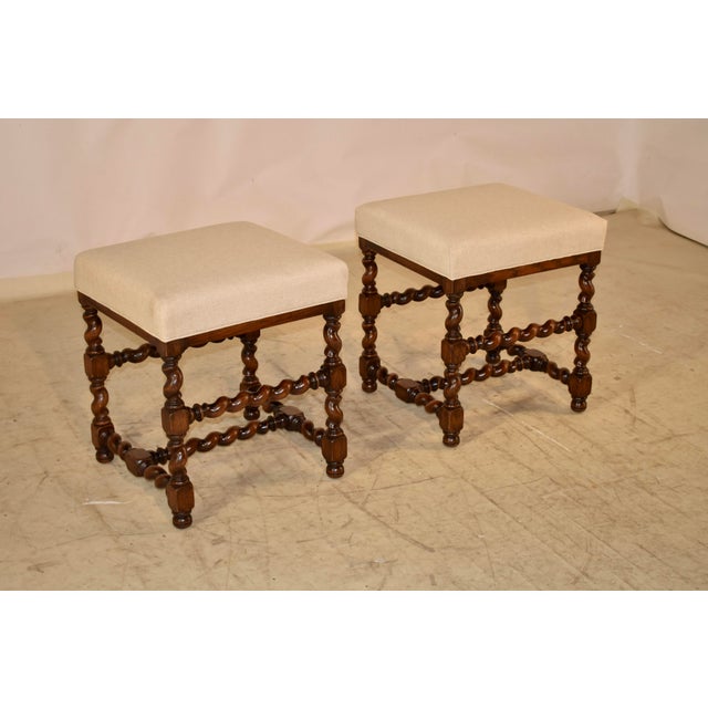 French Provincial Pair of 19th Century Turned French Stools For Sale - Image 3 of 6