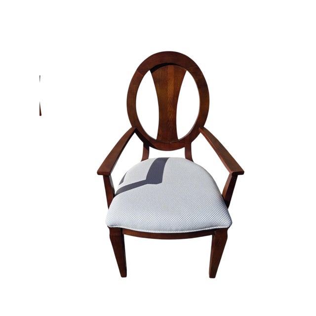 1990s Ethan Allen Horizons Dining Armchair Pair Wood Oval Slat Back Accent Living Room For Sale - Image 14 of 18