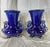 French Antique French Cobalt Blue Faience Urns Pair W/ Gilt Swan Handles For Sale - Image 3 of 12