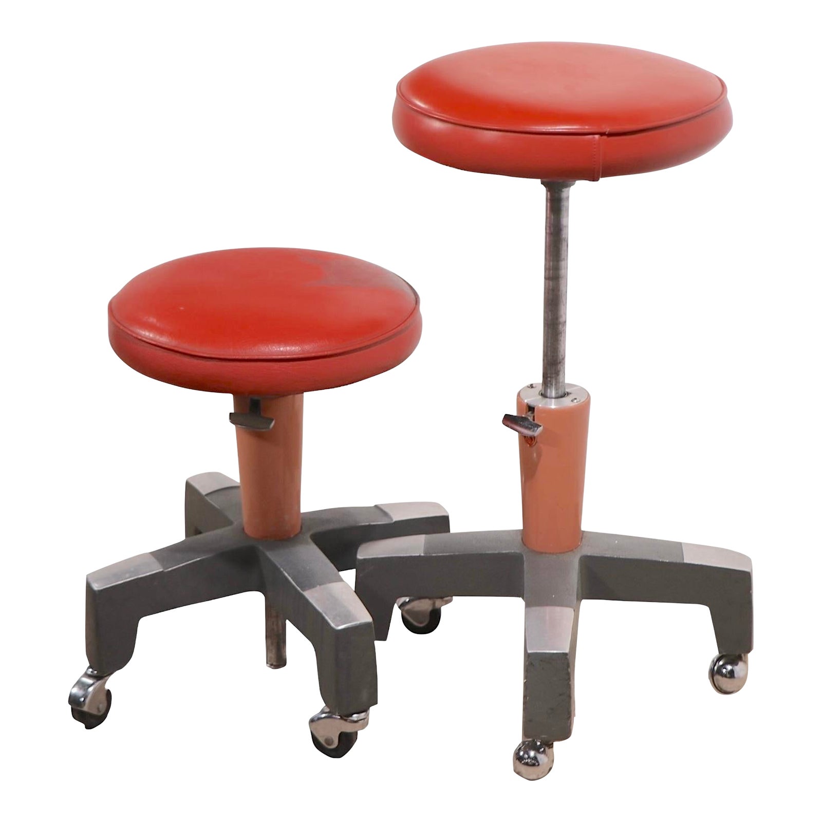 Adjustable Industrial Stools by the American Optical Company C. 1960's ...